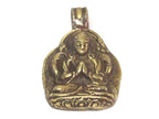 Tibetan solid Brass Chenrezig Buddha Avalokiteshvara pendant with reverse floral carving from Nepal - PM464B