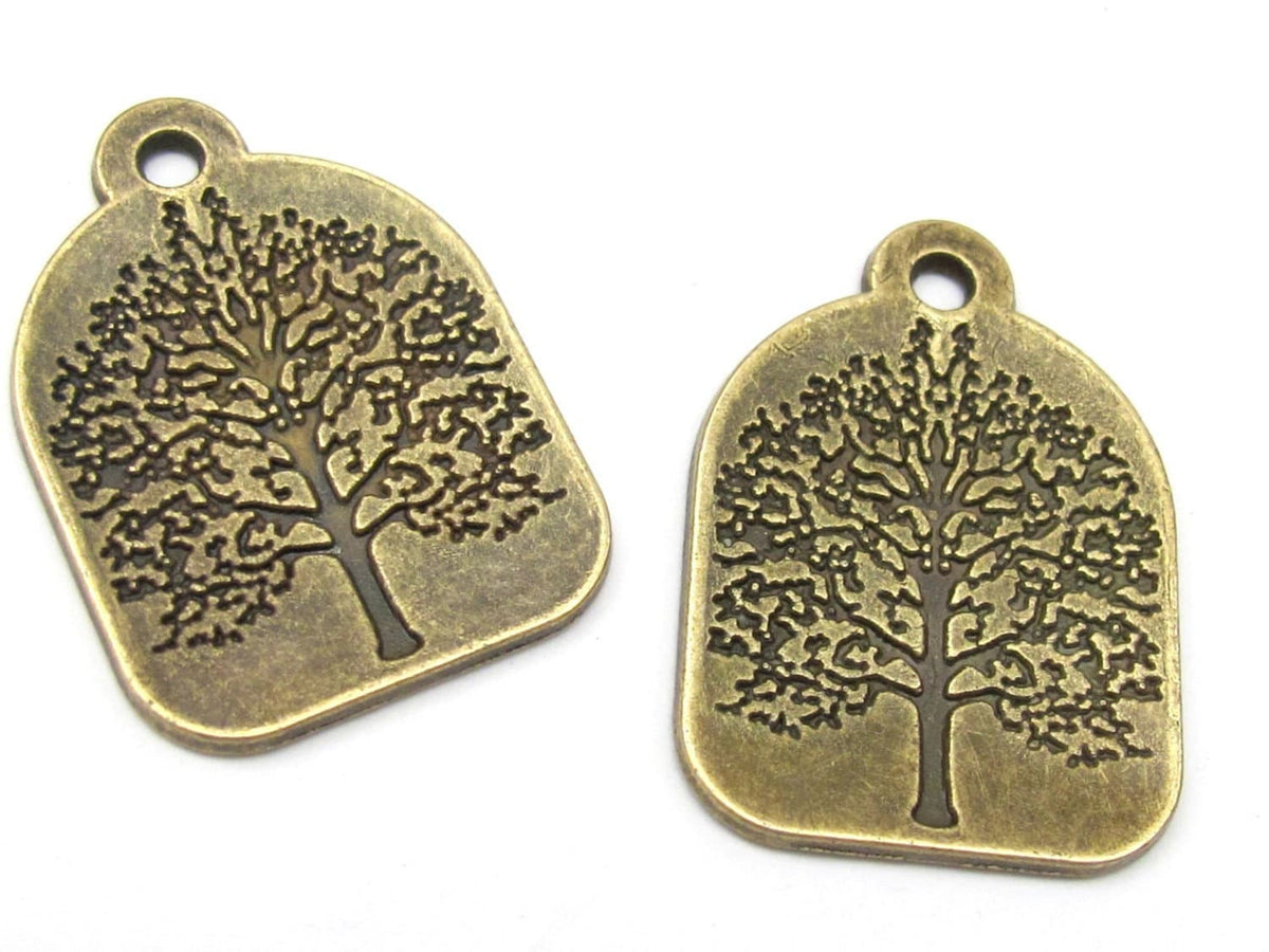 4 pieces - Antiqued Brass color Tree of life charm pendants 31mm x 22mm - CM021