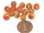 25 loose beads - 8 mm Tibetan honey yellow resin beads with brass ,turquoise inlay - ML109B