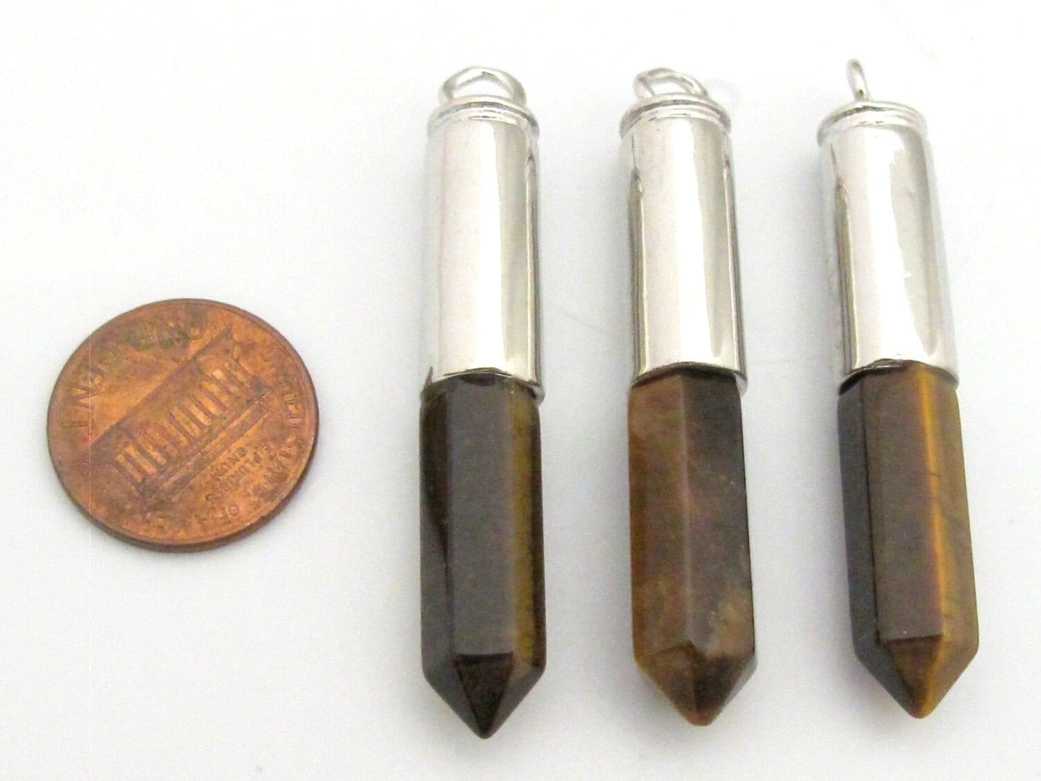 1 Pendant - Tigers eye gemstone bullet pendant - PM329A