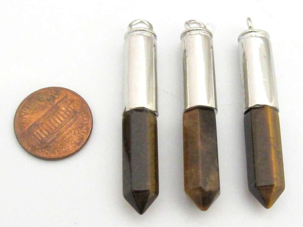 1 Pendant - Tigers eye gemstone bullet pendant - PM329A