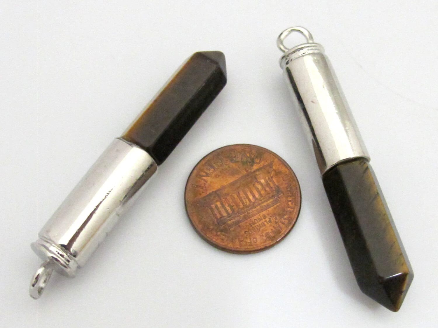 1 Pendant - Tigers eye gemstone bullet pendant - PM329A