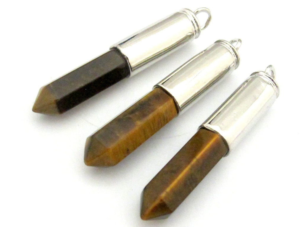 1 Pendant - Tigers eye gemstone bullet pendant - PM329A
