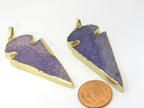 Purple color agate gold electroplated arrowhead shape pendant - PM466B