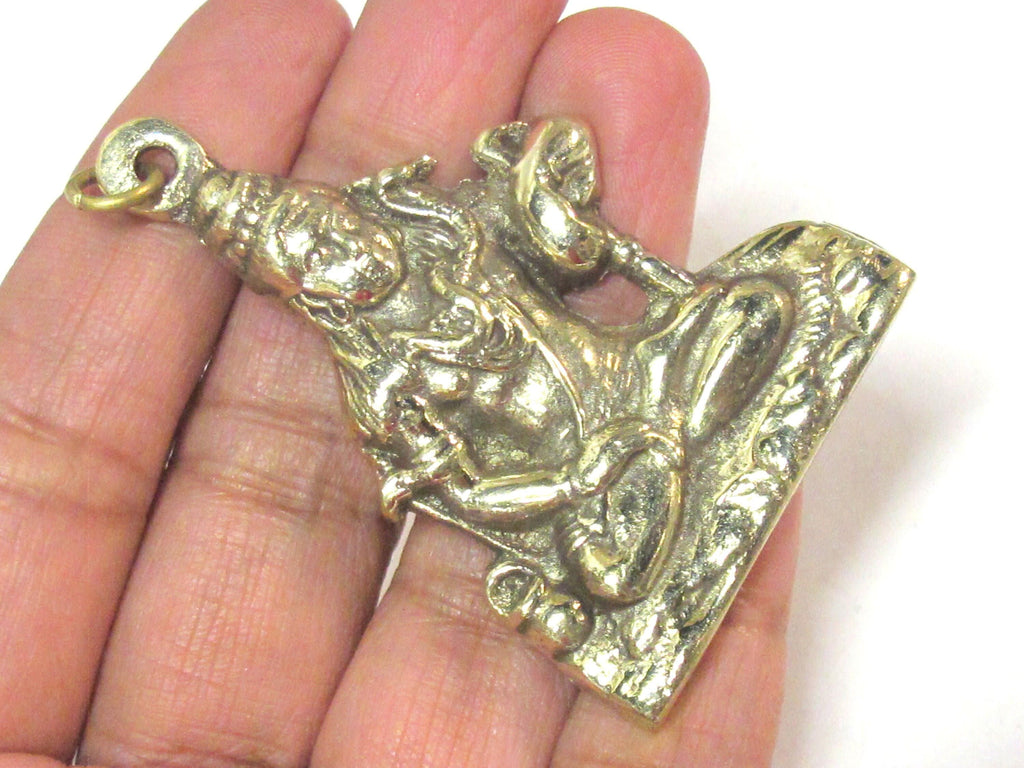 1 Pendant - Large size Hindu Lord Shiva Pashupatinath seated posture brass pendant from Nepal - CP128 custom design copyright Nepalbeadshop