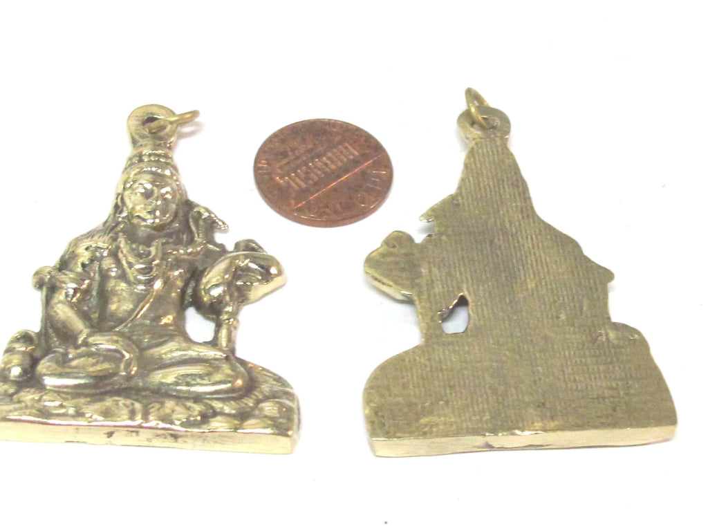 1 Pendant - Large size Hindu Lord Shiva Pashupatinath seated posture brass pendant from Nepal - CP128 custom design copyright Nepalbeadshop