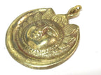 1 Pendant - Large brass Sun face crescent moon tibetan pendant from Nepal -- CP138