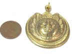 1 Pendant - Large brass Sun face crescent moon tibetan pendant from Nepal -- CP138