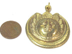 1 Pendant - Large brass Sun face crescent moon tibetan pendant from Nepal -- CP138