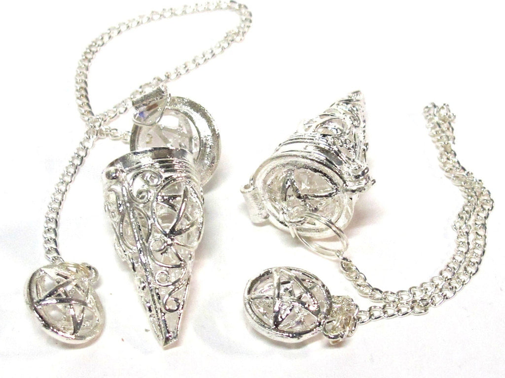 1 pendant - Tibetan silver pentacle star cage pendant with 3 rudraksha beads - PM545