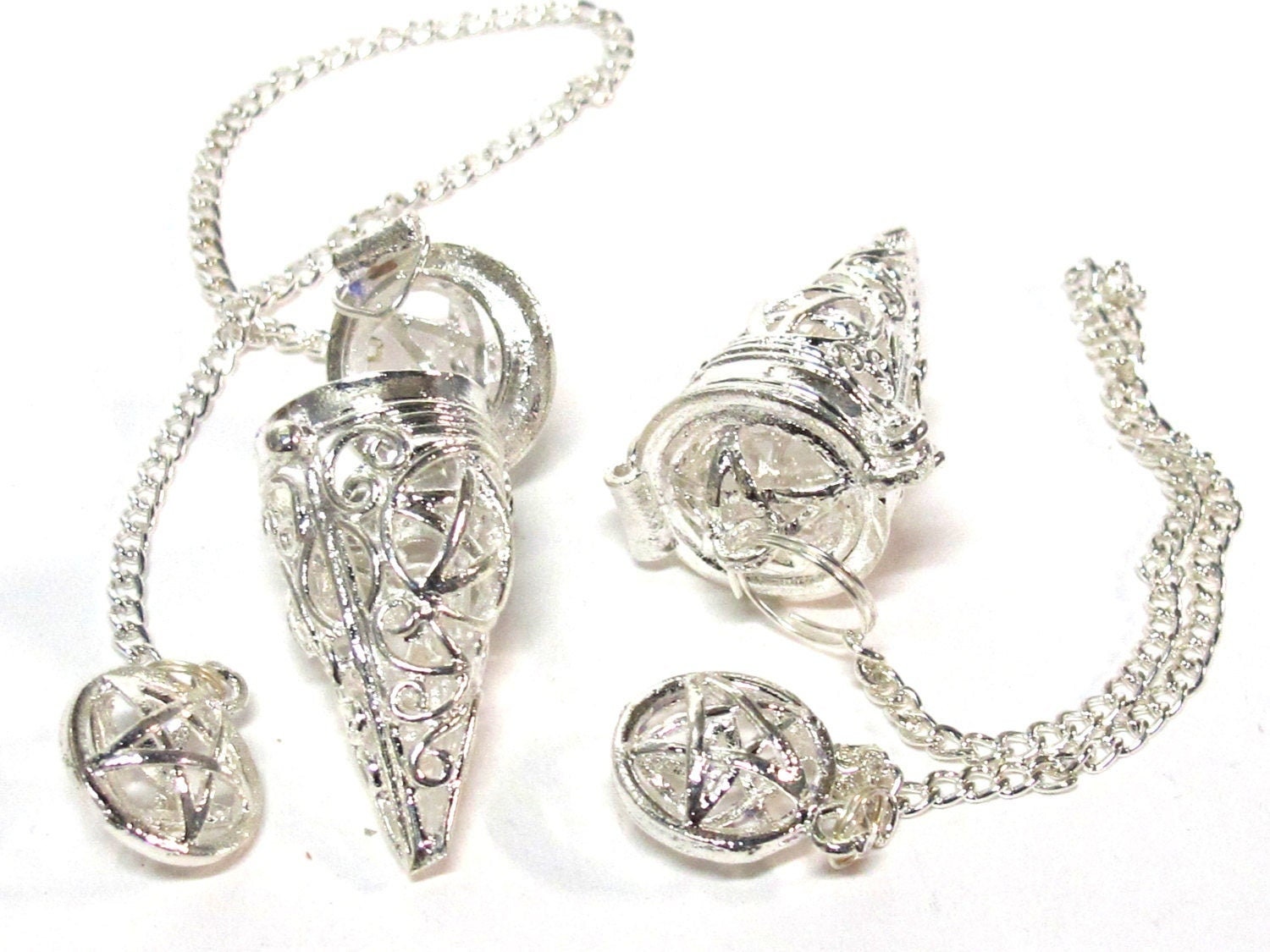 1 pendant - Tibetan silver pentacle star cage pendant with 3 rudraksha beads - PM545