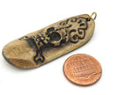 1 Pendant - Tibetan skull design carved convex bar shape cattle recycled cattle bone pendant from Nepal - PB106