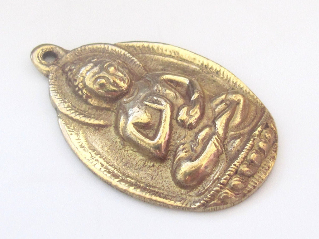 Tibetan Brass Buddha pendant large big oval shape tibetan Nepal Buddha meditation jewelry making supply pendant buddah solid brass CP025