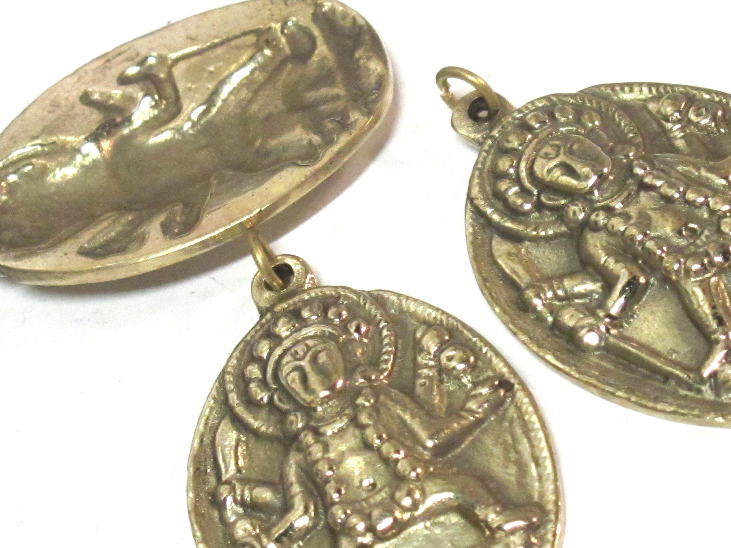 1 pendant - Brass Oval shape Goddess Kali Shiva pendant from Nepal - CP023 custom design copyright Nepalbeadshop