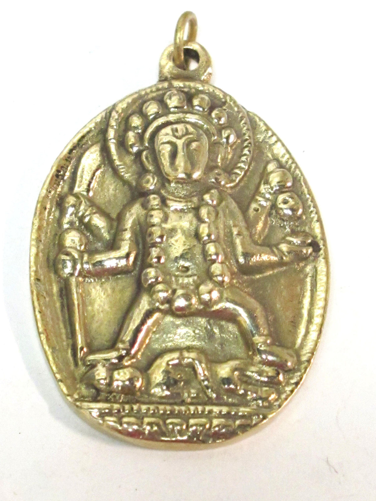 1 pendant - Brass Oval shape Goddess Kali Shiva pendant from Nepal - CP023 custom design copyright Nepalbeadshop