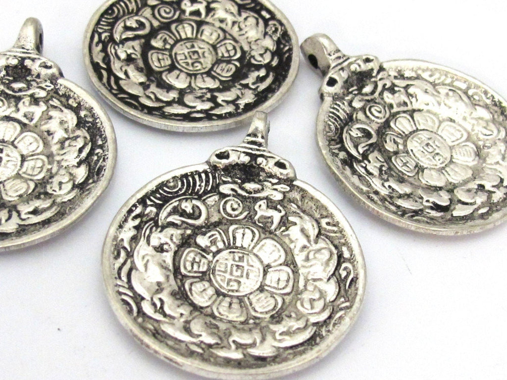 1 Pendant Tibetan Om calendar timeline wheel pendant with antiqued silver finish --CP113 custom design copyright Nepalbeadshop