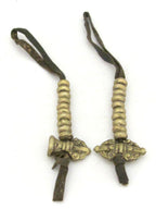 Tibetan antiqued brass vajra and bell on leather cord mala counter set - GB018