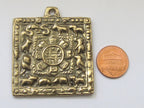 Square shape Tibetan calendar mandala timeline wheel with double dorje symbol Brass pendant - CP038 custom design copyright Nepalbeadshop