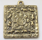 Square shape Tibetan calendar mandala timeline wheel with double dorje symbol Brass pendant - CP038 custom design copyright Nepalbeadshop