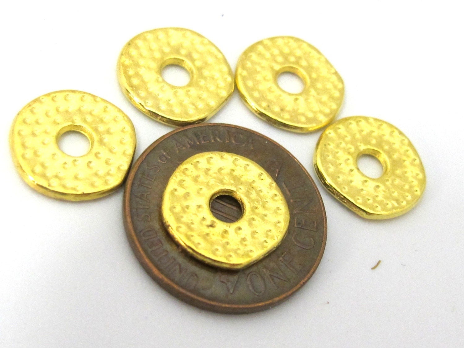 10 Beads - Gold tone plated donut disc beads 12 mm - BD881