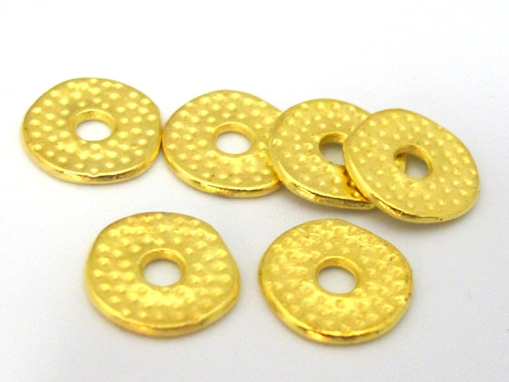 10 Beads - Gold tone plated donut disc beads 12 mm - BD881