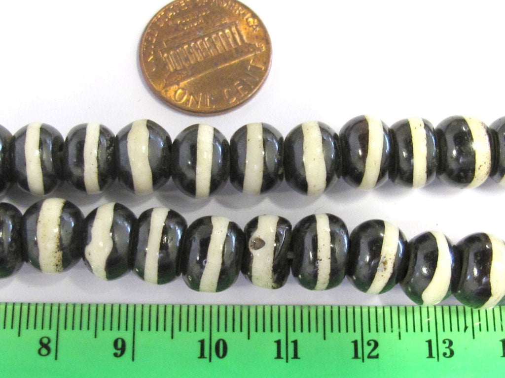 10 bone beads - Tibetan banded stripe design recycled cattle bone beads supply 10 mm size - ML029B