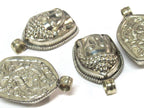 1 pendant- Tibetan silver color Buddha face pendant reverse side floral carving from Nepal -PM597A