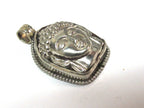 1 pendant- Tibetan silver color Buddha face pendant reverse side floral carving from Nepal -PM597A