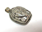 1 pendant- Tibetan silver color Buddha face pendant reverse side floral carving from Nepal -PM597A
