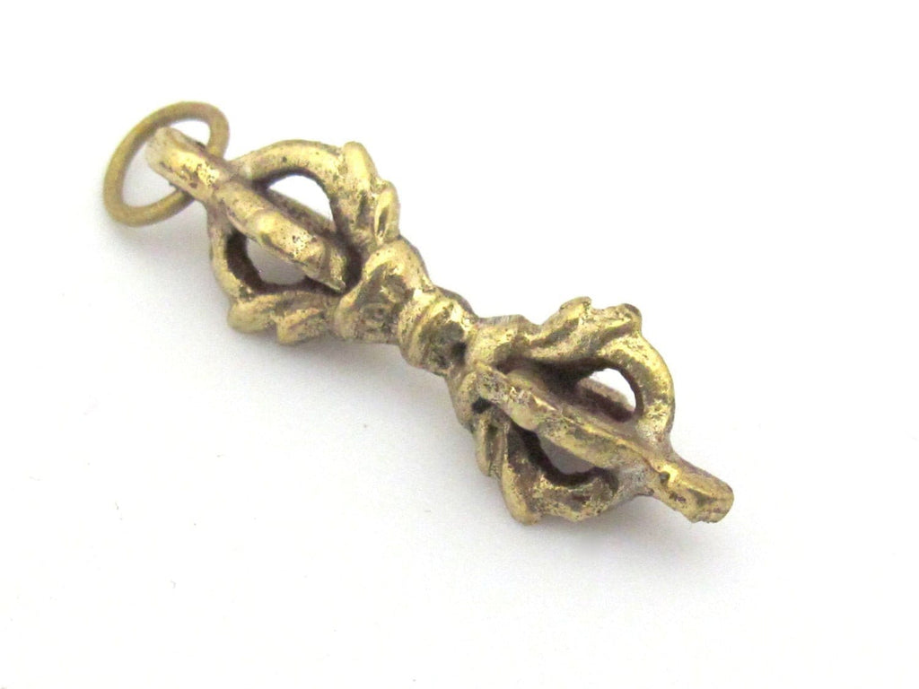 1 Pendant - Small size Tibetan vajra dorje solid brass charm pendant from Nepal - CP109