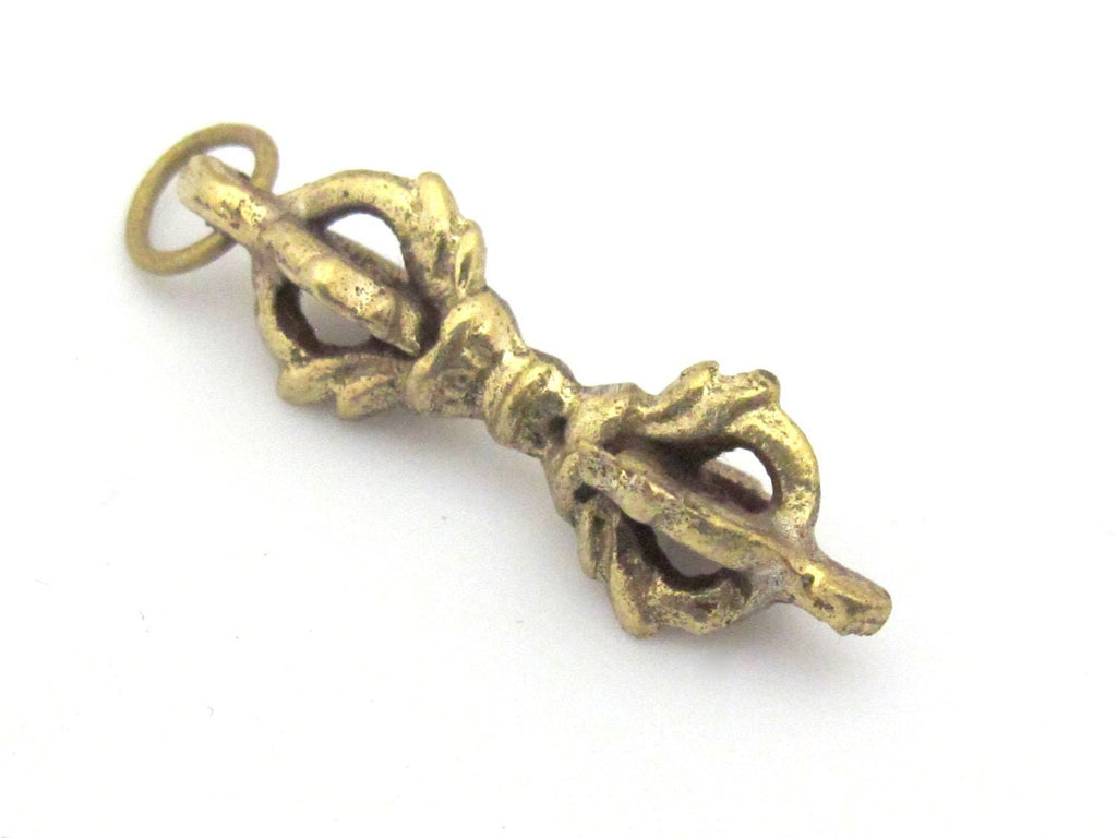 1 Pendant - Small size Tibetan vajra dorje solid brass charm pendant from Nepal - CP109