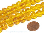 4 Beads-Tibetan om mantra etched honey yellow color quartz beads 10 mm - GM227K