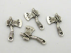 8 charms - Axe shape charms antiqued silver tone plated - CM094