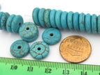 10 Beads - Blue color howlite rondelle flat disc beads 12 mm size - GM381