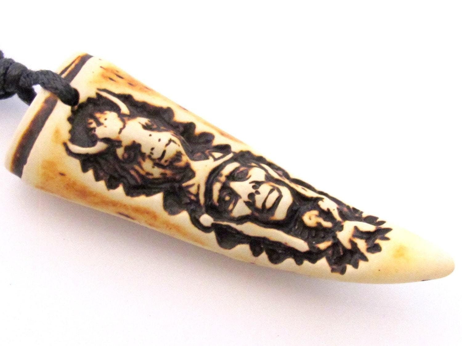 1 Pendant - Large Native Indian chief resin pendant - PB084