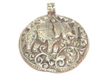 1 pendant - Gorgeous Tibetan elephant pendant antiqued silver color finish with reverse side carvings - PM351C