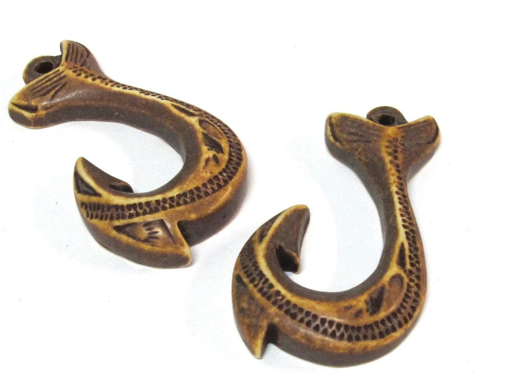 1 Pendant - Large fish hook design shape resin pendant - PB113