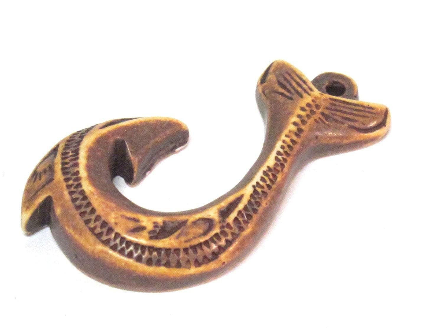 1 Pendant - Large fish hook design shape resin pendant - PB113