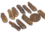 10 Beads - Natural freshwater Biwa cultured pearl sticks golden mustard yellow champagne color - PL006T
