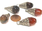 1 pendant - Tibetan silver plated faceted agate gemstone drop pendant small size from Nepal - PM562