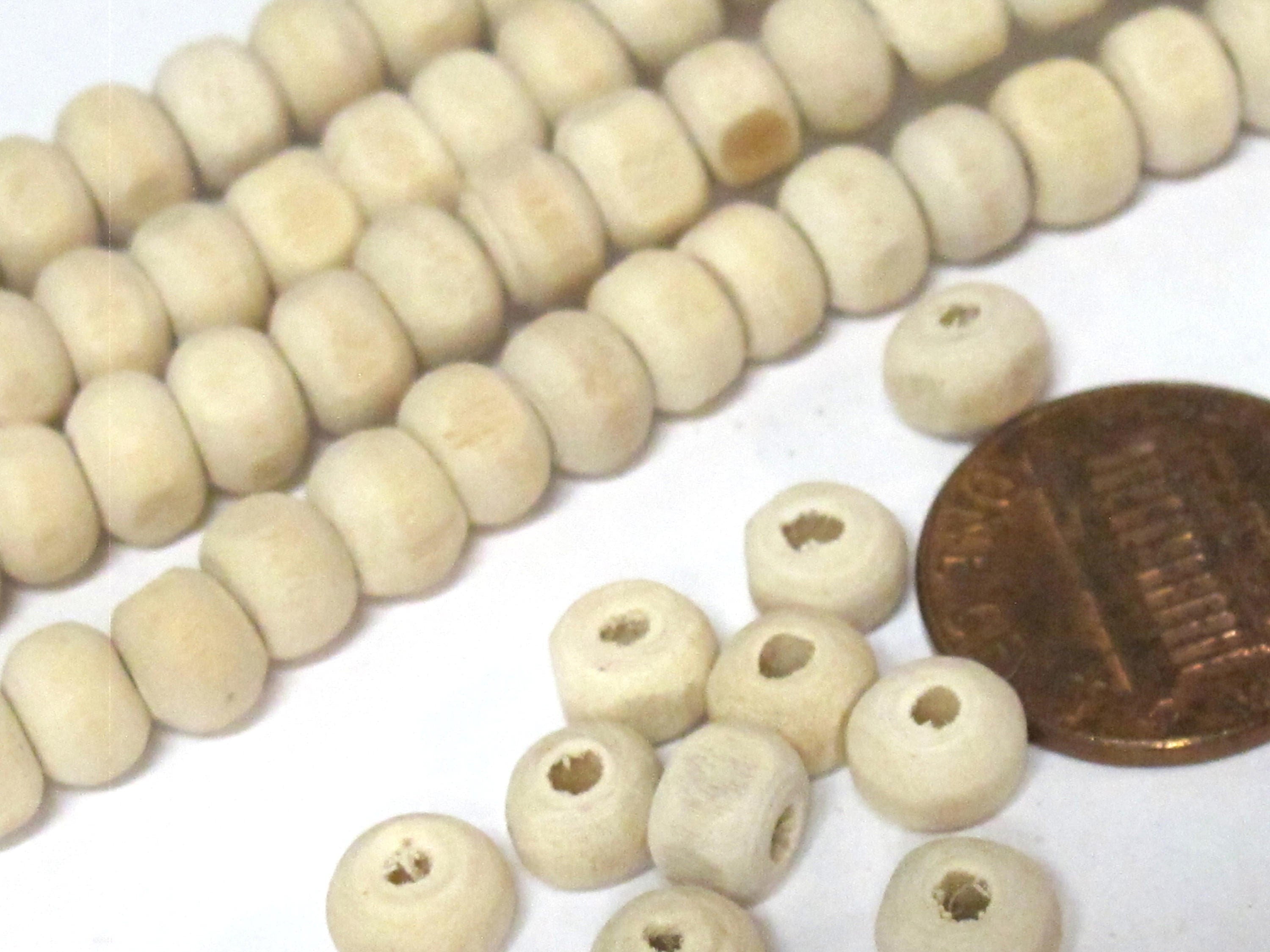 25 Beads - Small 6 mm size spacer natural tulsi basil mala beads rondelle oval shape - NB155