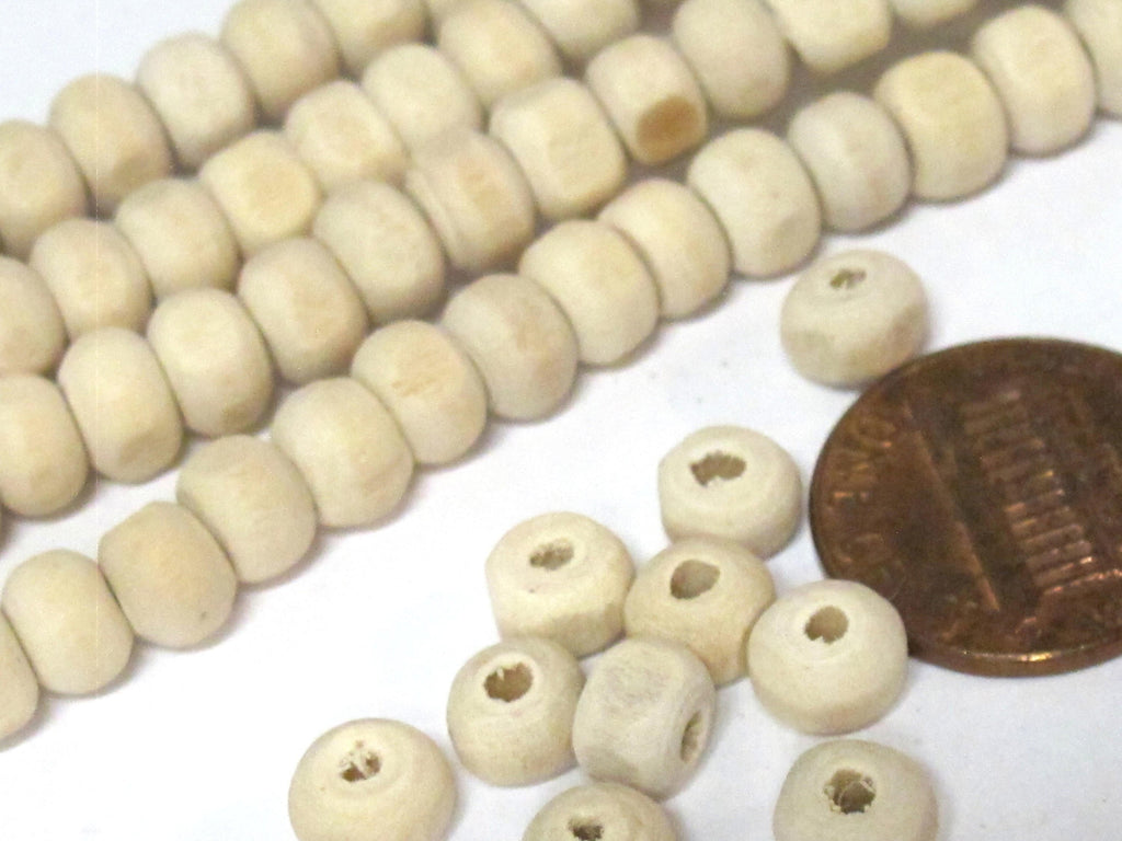 20 Beads - Small 6 mm size spacer natural tulsi basil mala beads rondelle oval shape - NB155