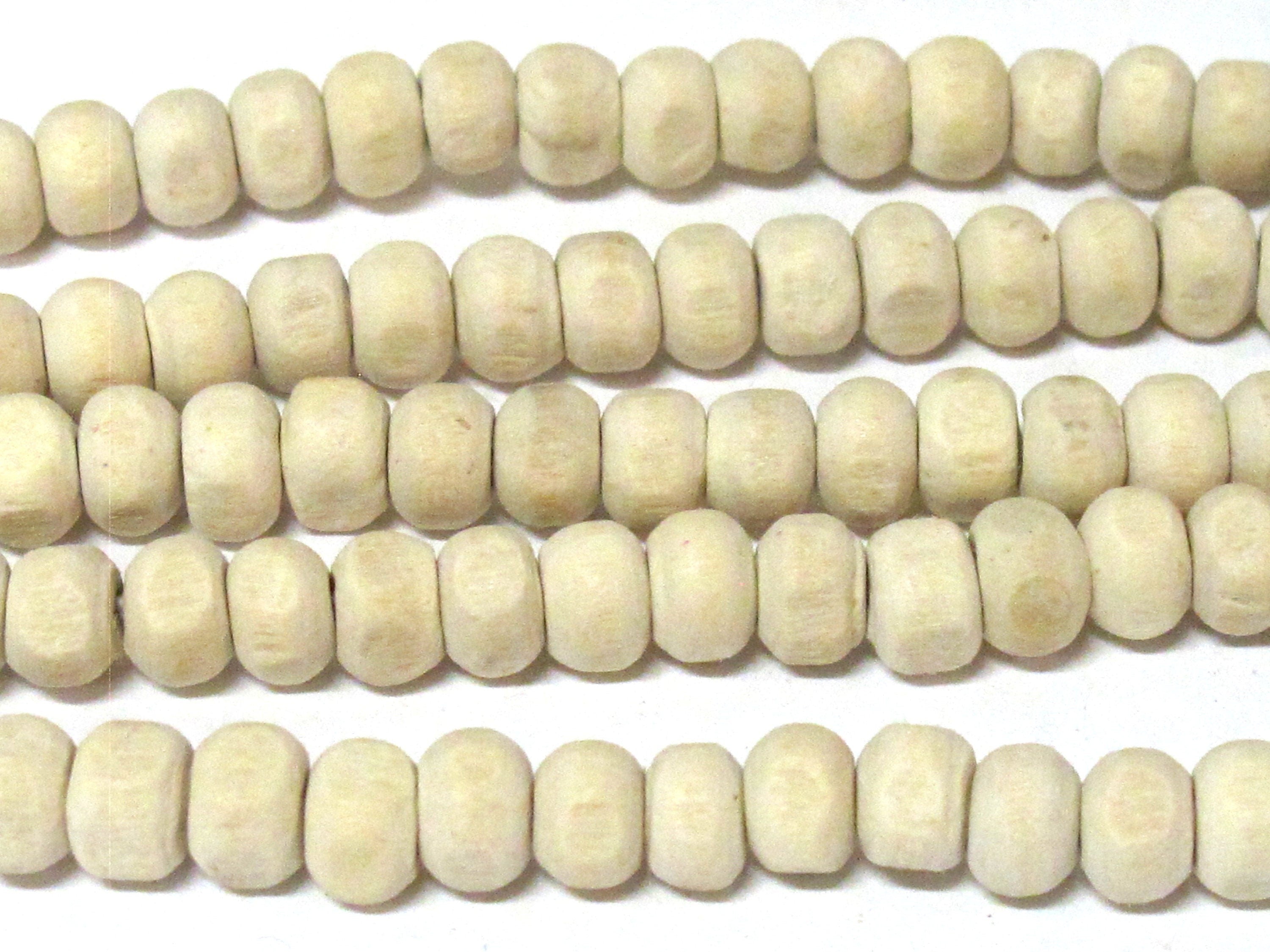 20 Beads - Small 6 mm size spacer natural tulsi basil mala beads rondelle oval shape - NB155