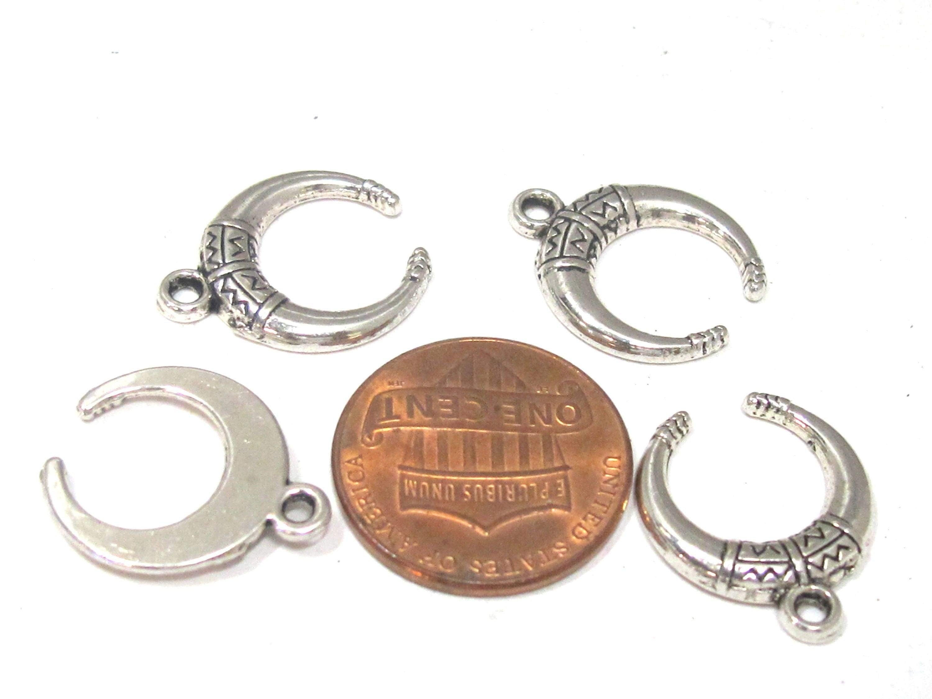 10 charms- Crescent moon shape small size charms supply antiqued silver tone - CM207
