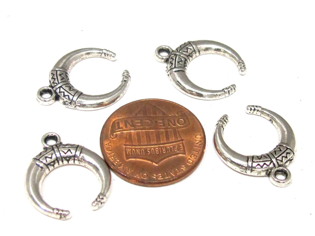 10 charms- Crescent moon shape small size charms supply antiqued silver tone - CM207