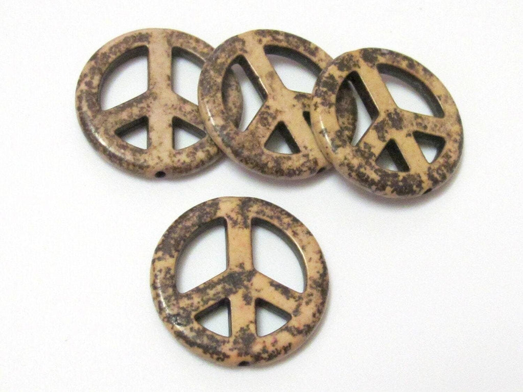 4 Beads - Peace sign pendant beads 25 mm - GM192