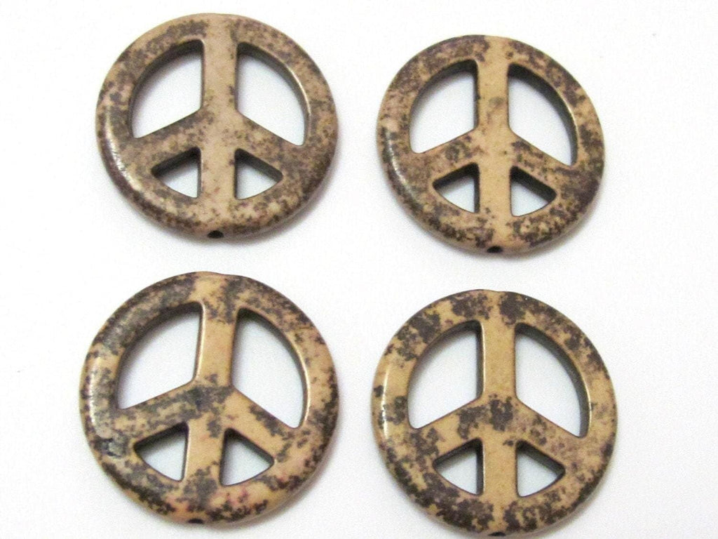 4 Beads - Peace sign pendant beads 25 mm - GM192