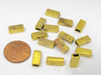 8 Beads - Rectangle bar shape Gold tone metal tube beads - BD847