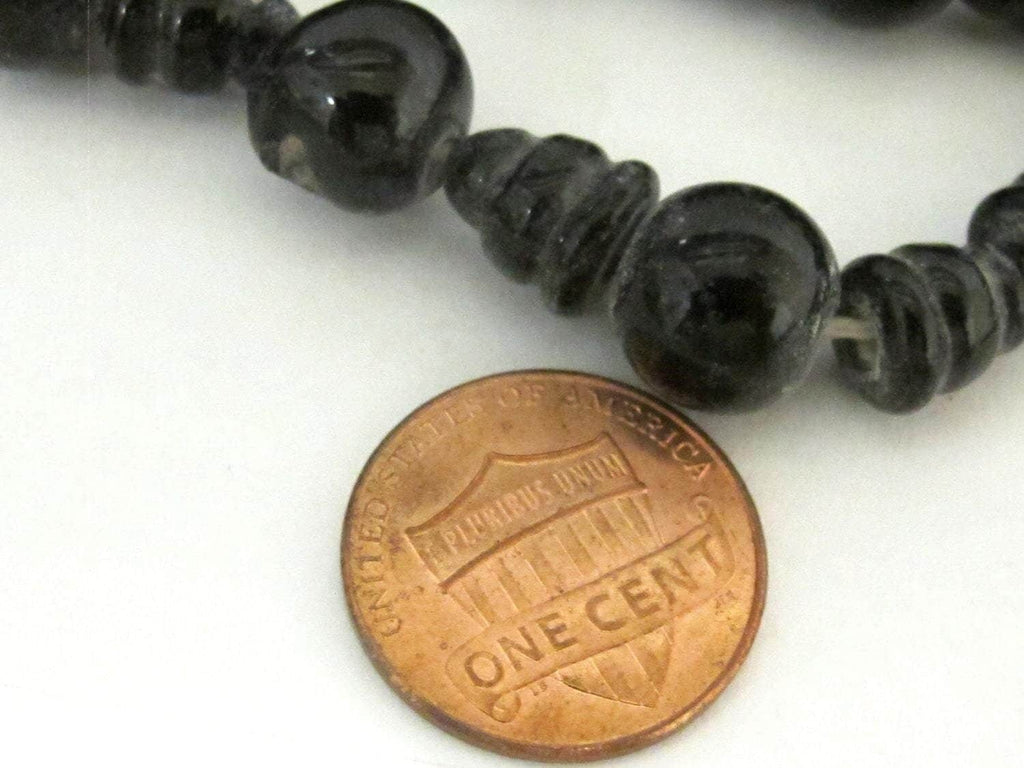5 Guru Bead sets - 3 hole black color Glass Guru beads 11-12 mm with column Beads - GB026