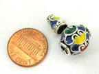 1 Guru bead set - Beautiful enamel inlaid heart design 14 mm size 3 hole Guru Bead with column bead - GB023